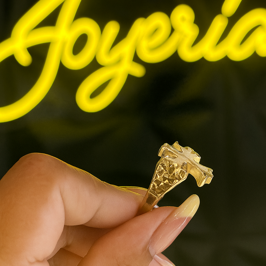 10k Cross Nugget Ring