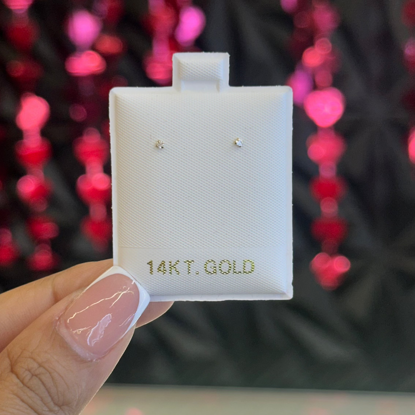 14k Diamond Zirconia Studs (April)