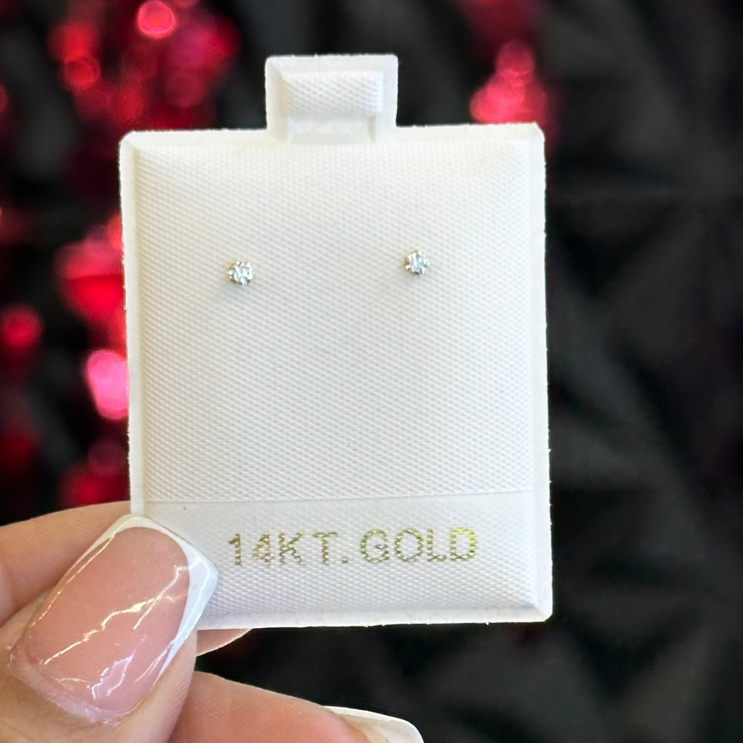14k Diamond Zirconia Studs (April)