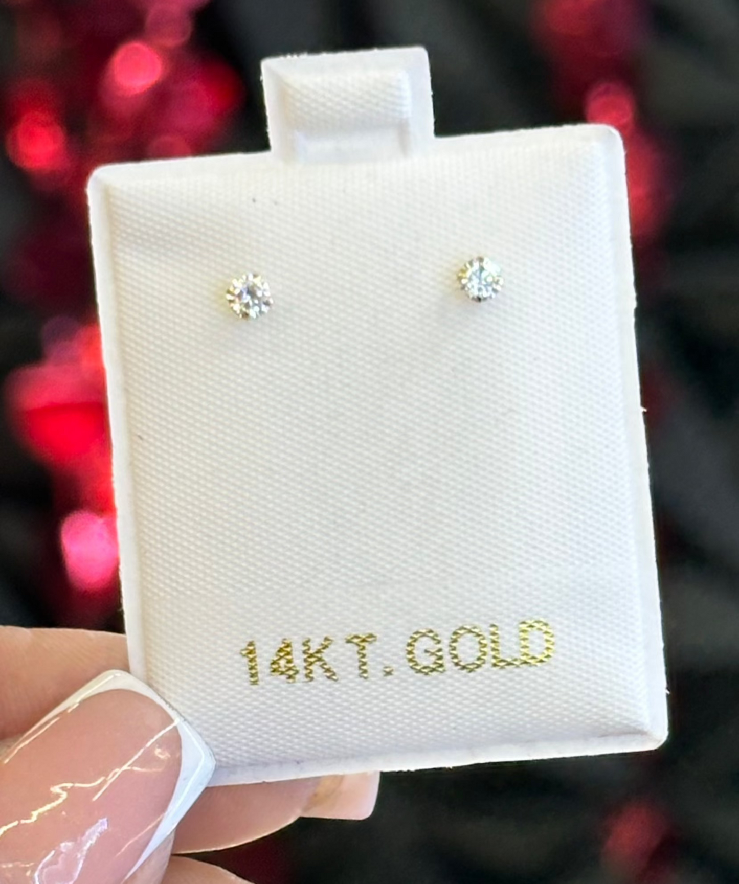 14k Diamond Zirconia Studs (April)