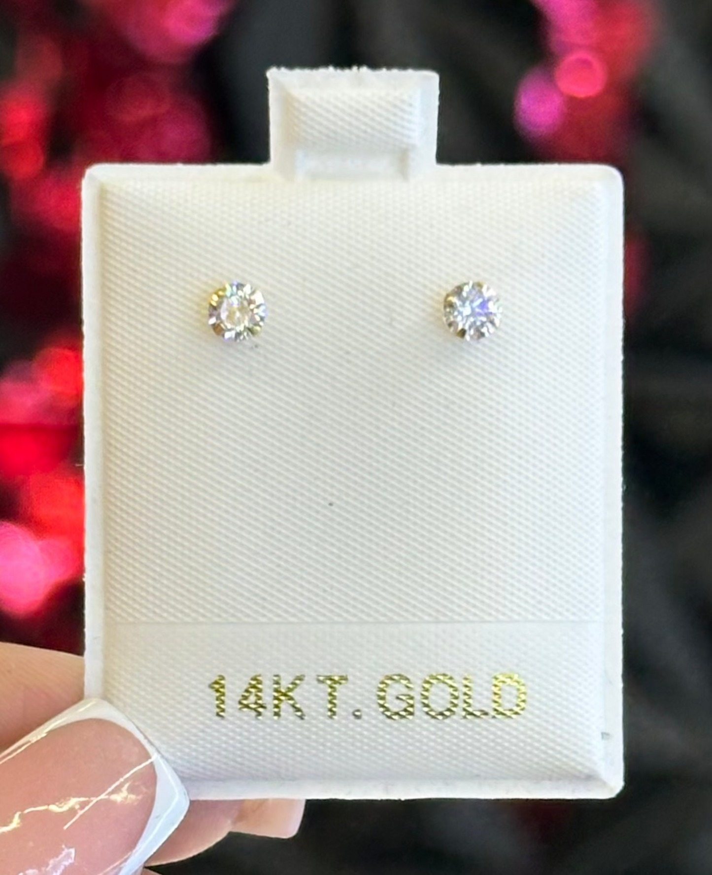 14k Diamond Zirconia Studs (April)