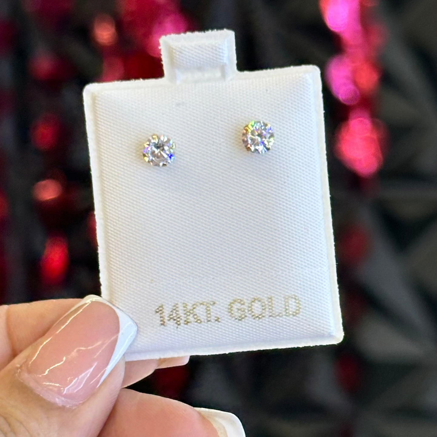 14k Diamond Zirconia Studs (April)