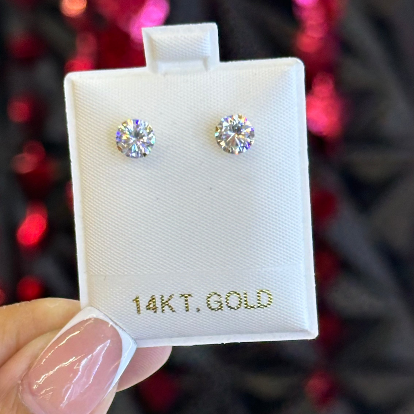 14k Diamond Zirconia Studs (April)
