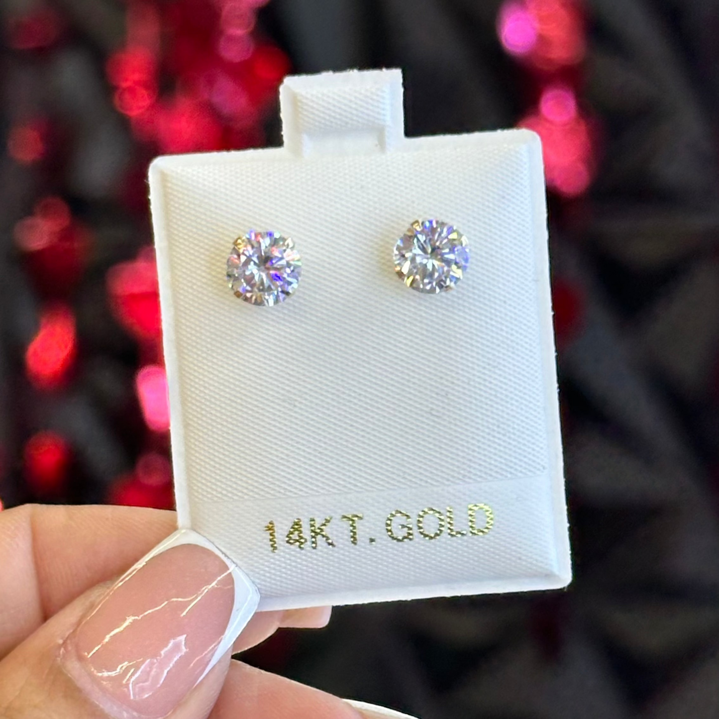 14k Diamond Zirconia Studs (April)