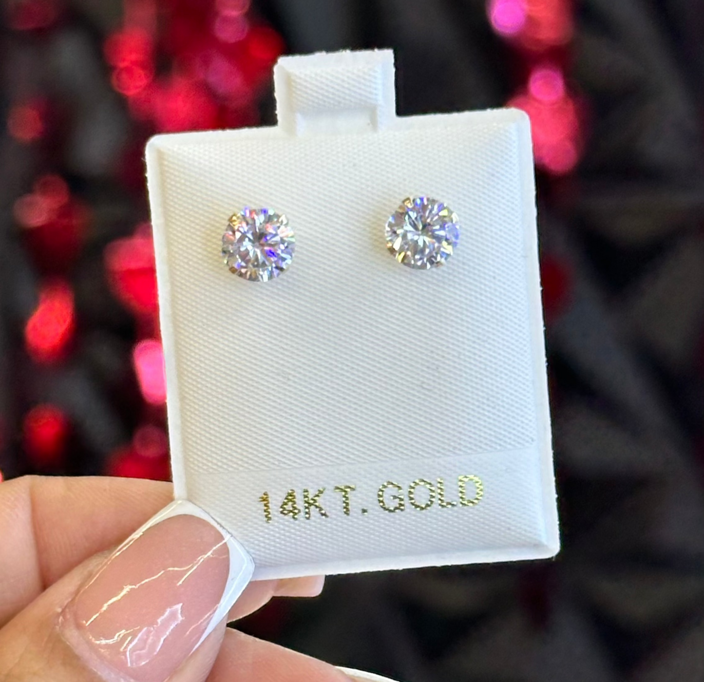 14k Diamond Zirconia Studs (April)