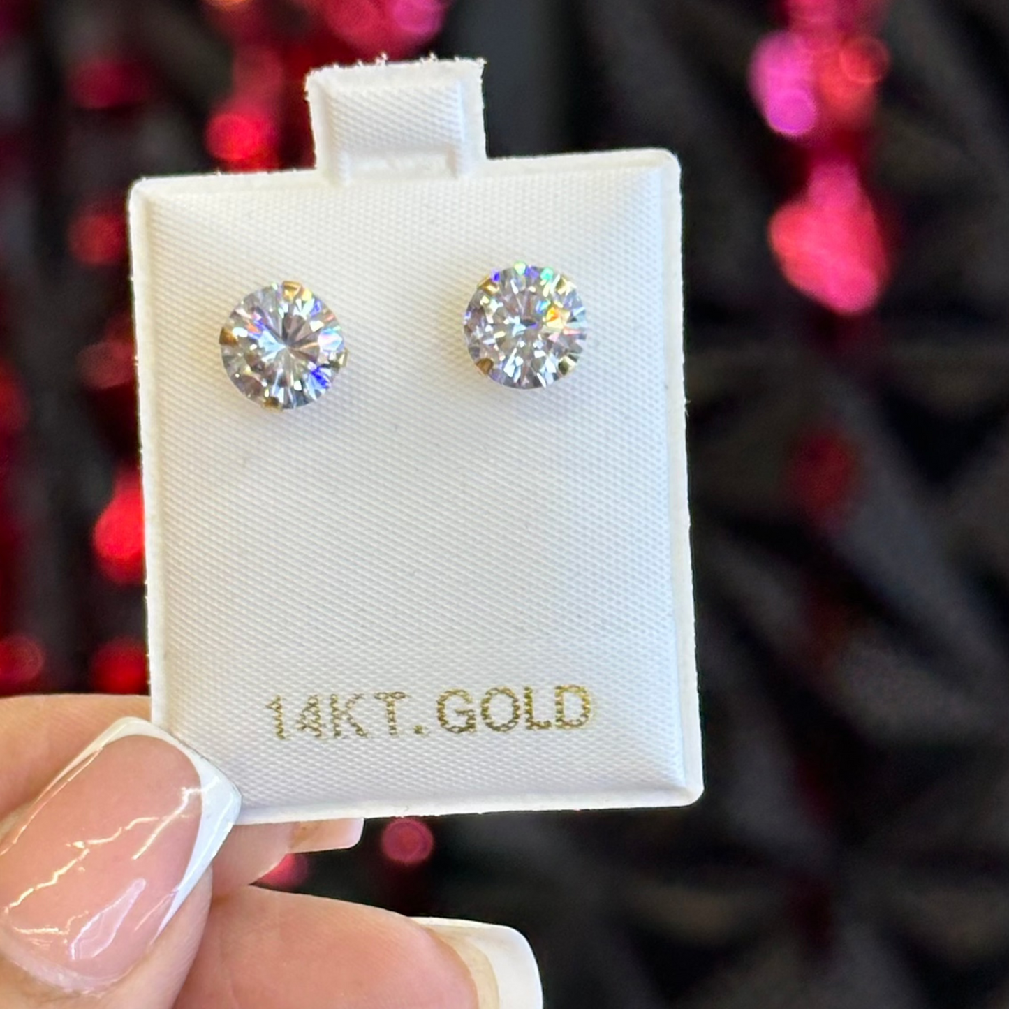14k Diamond Zirconia Studs (April)