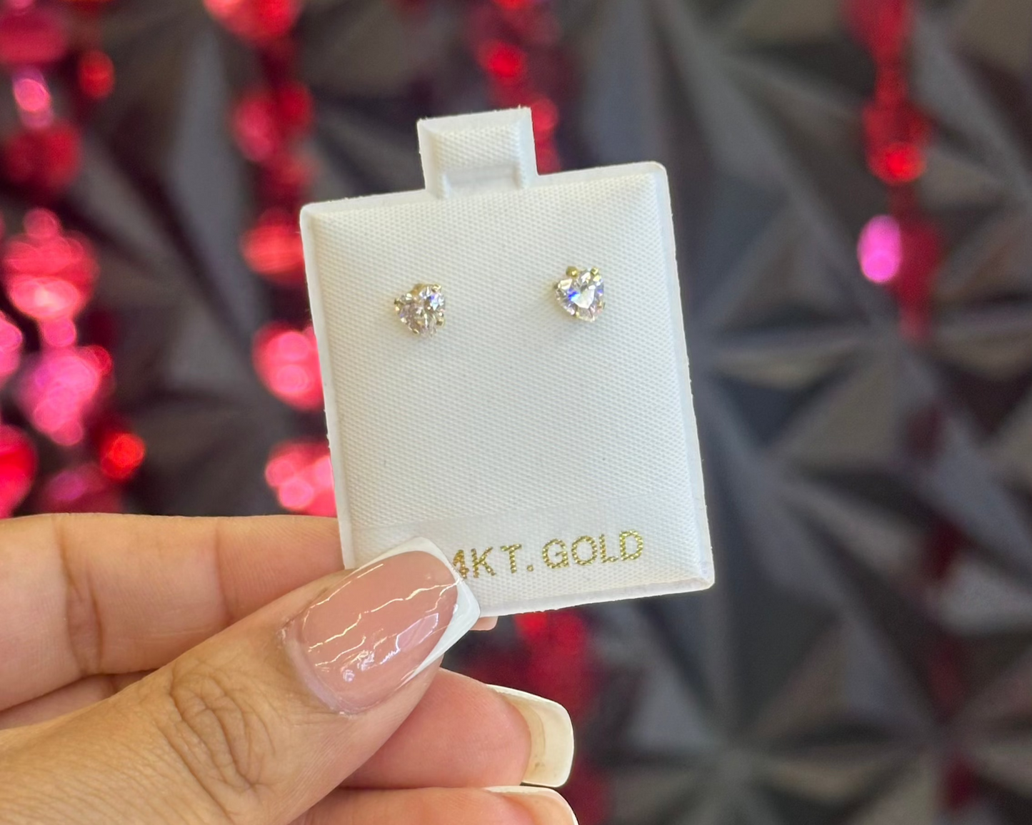 14k Small Heart Zirconia Stud