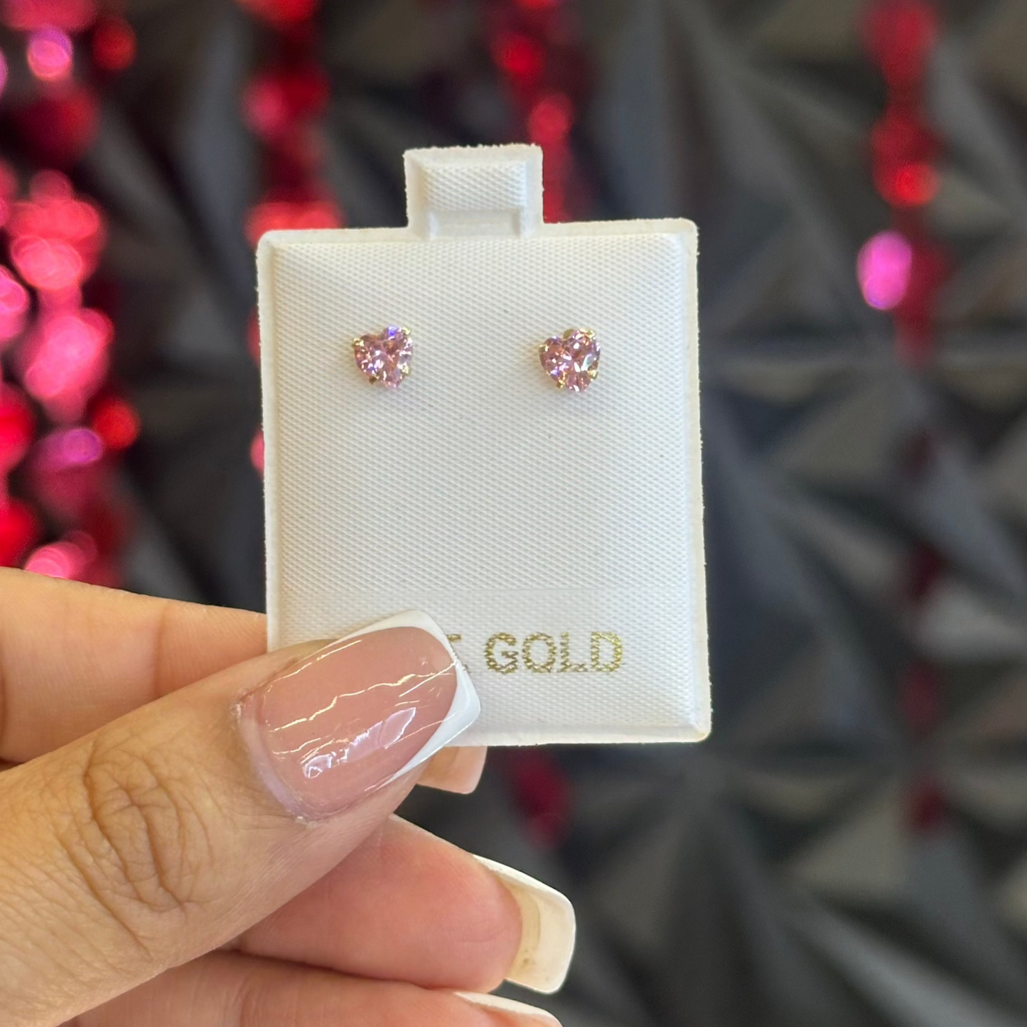 14k Small Heart Zirconia Stud