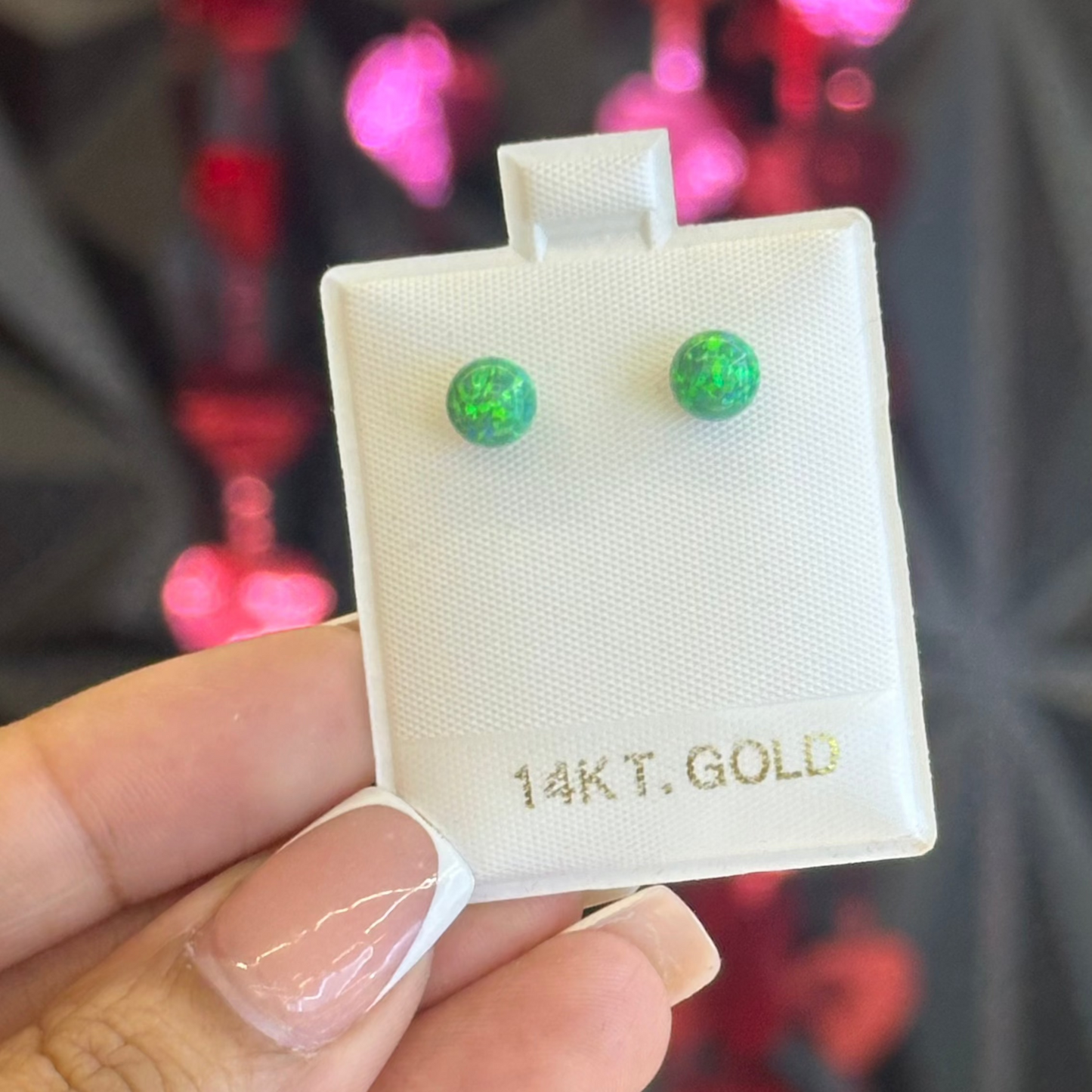14k Opal Round Studs