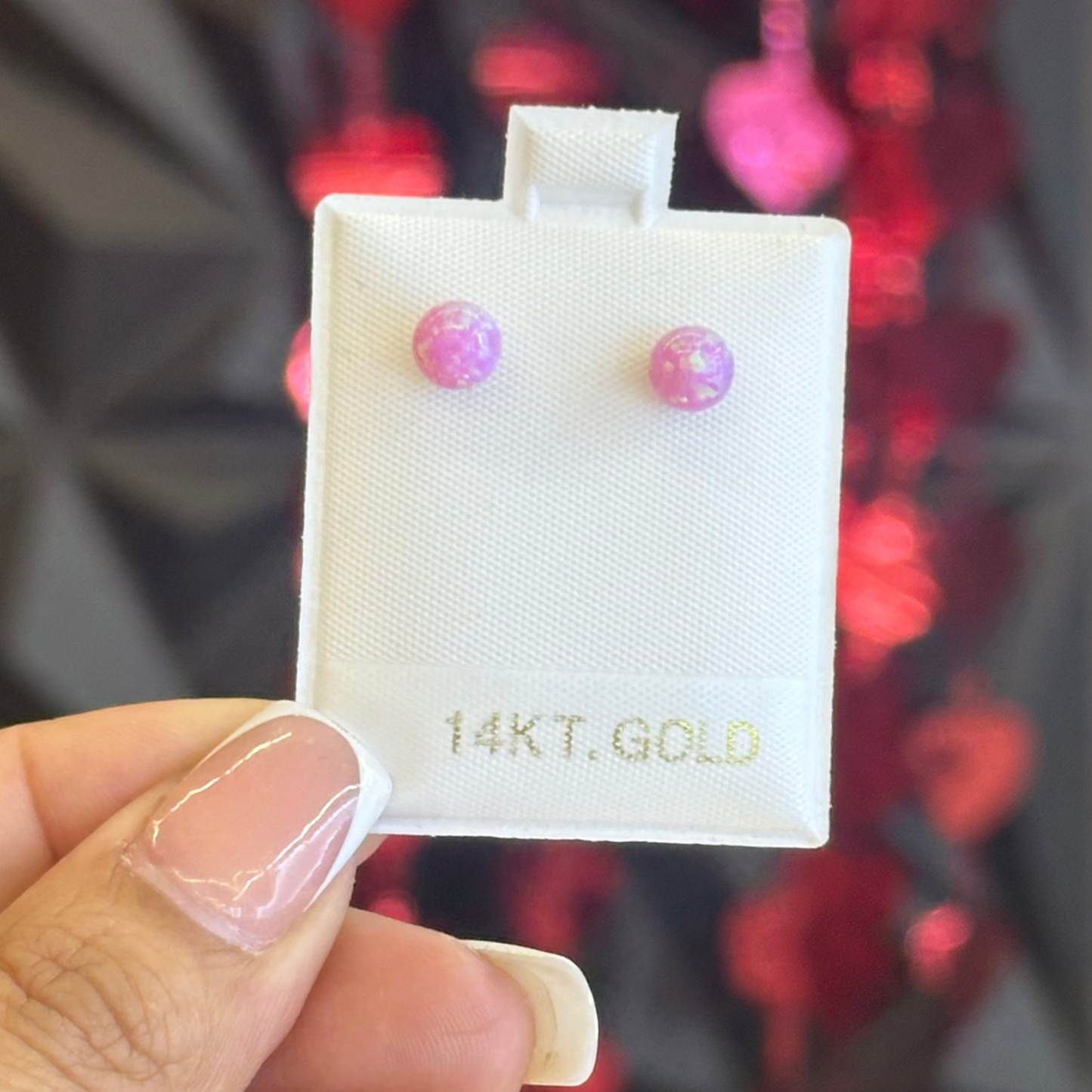 14k Opal Round Studs