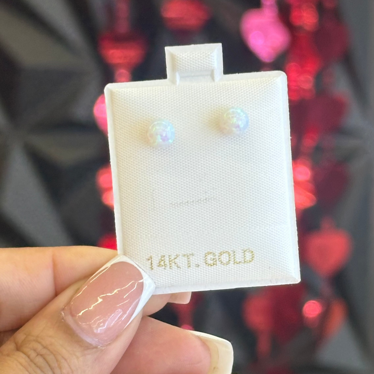 14k Opal Round Studs