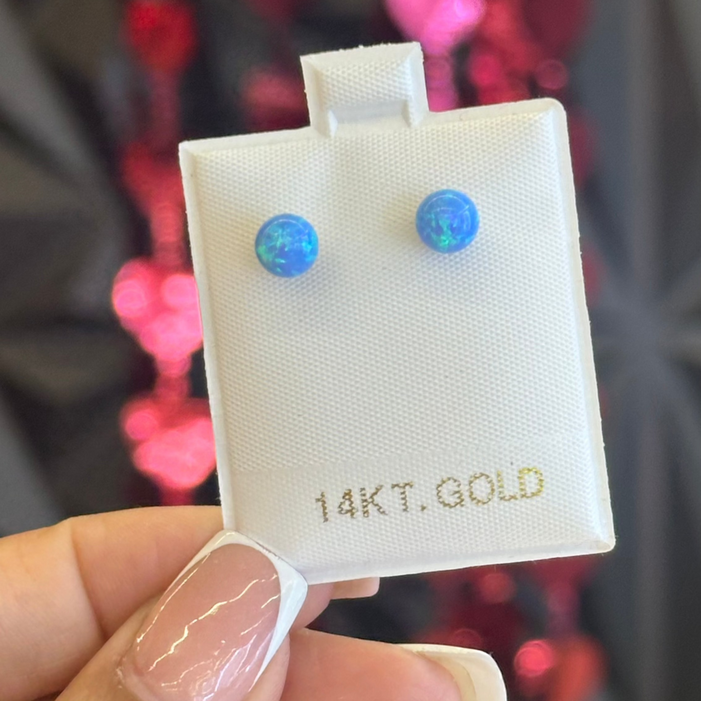 14k Opal Round Studs