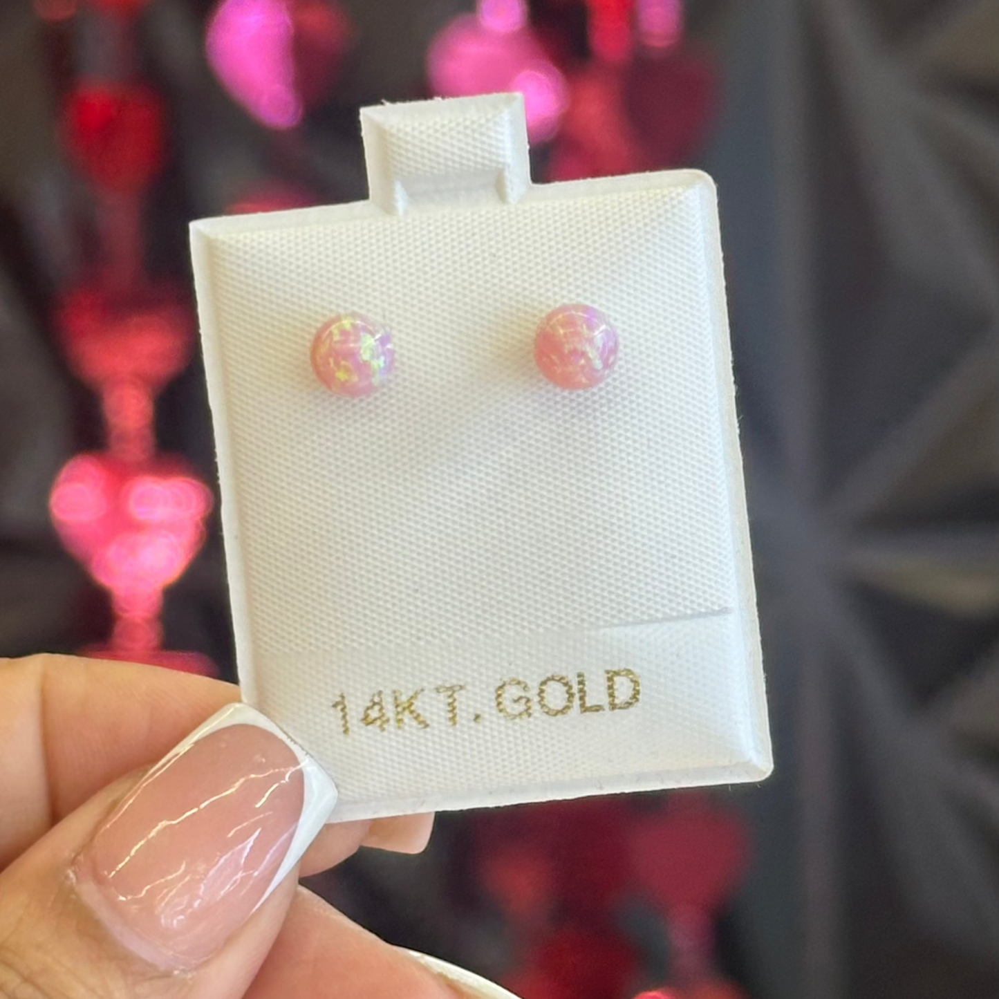 14k Opal Round Studs