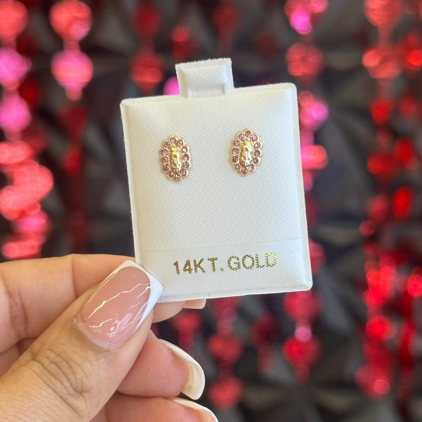 14k Virgin Mary Cz Stud