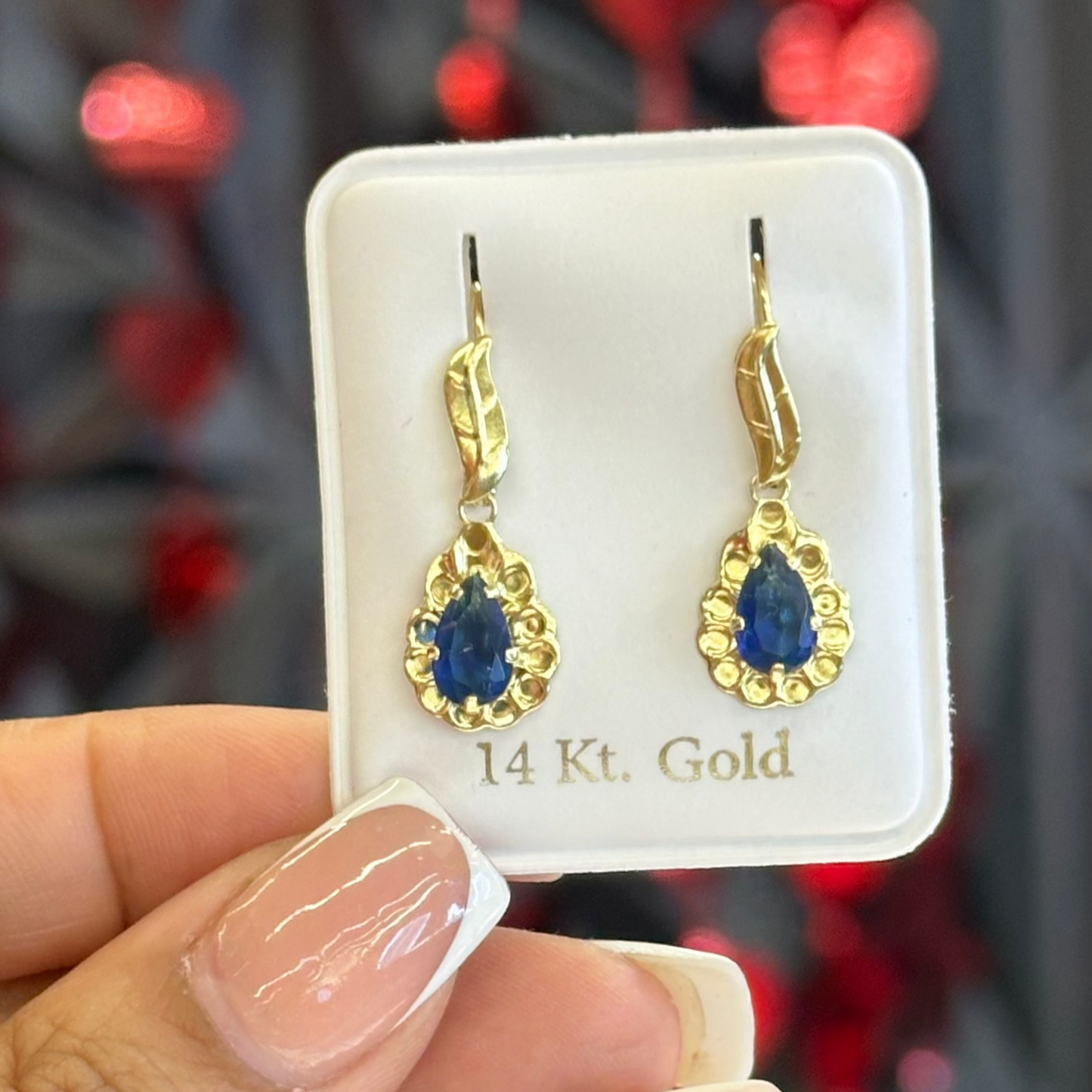 14k Single tear drop Dangle earrings