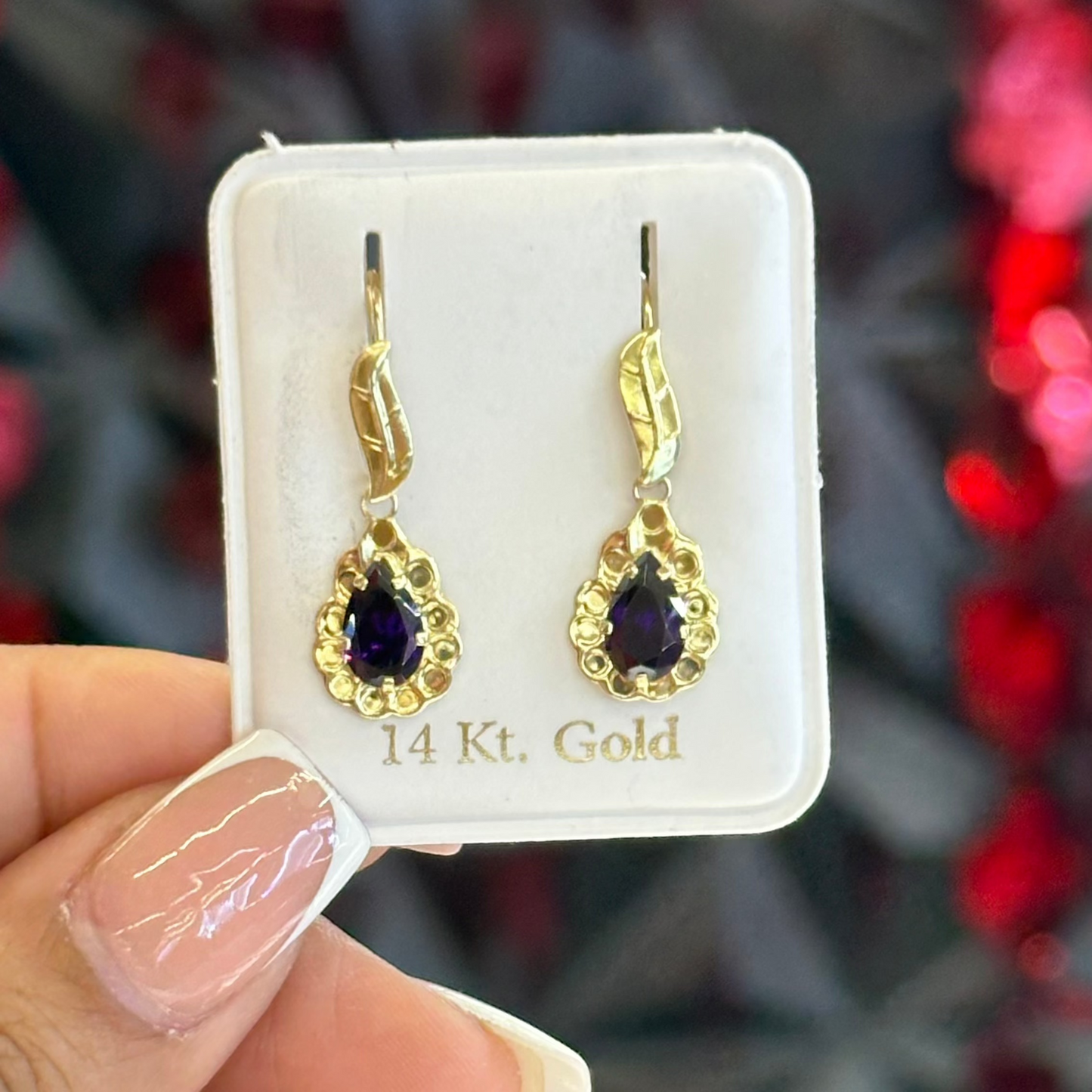 14k Single tear drop Dangle earrings