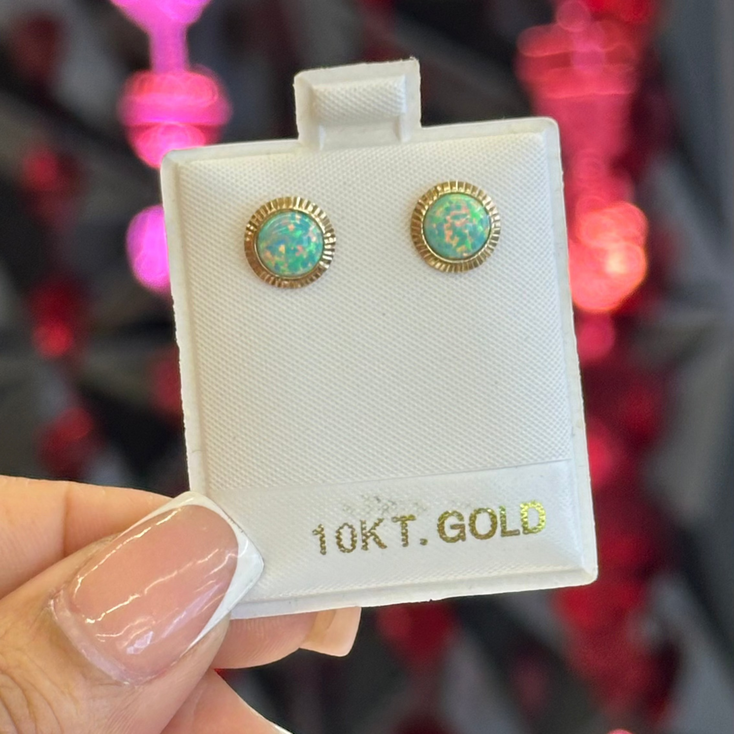 10k Opal gold studs