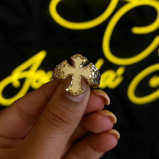 10k Cross Nugget Ring