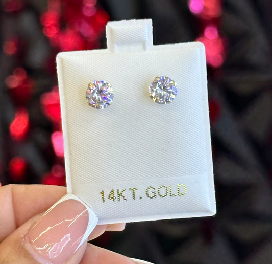 14k Diamond Zirconia  Studs (April)