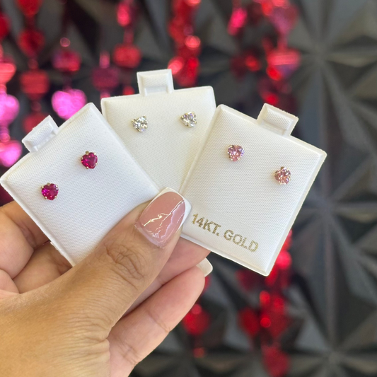 14k Small Heart Zirconia Stud