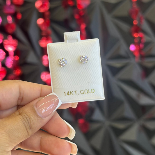 14k Medium Heart Zirconia Studs