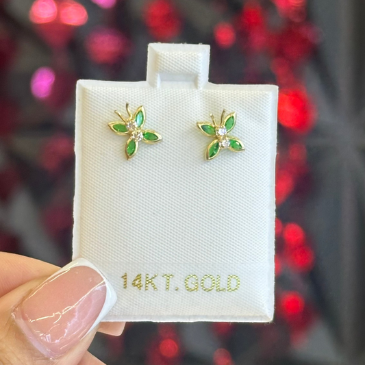14k 3d Butterfly studs