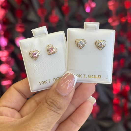 10k hollow heart stud