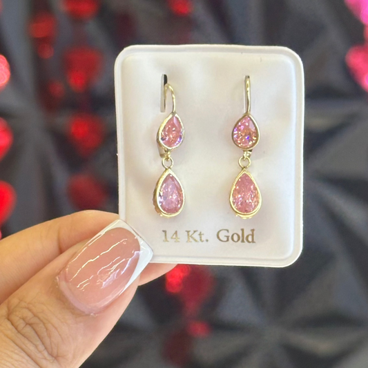 14k Dainty Tear Drop Dangle Earrings