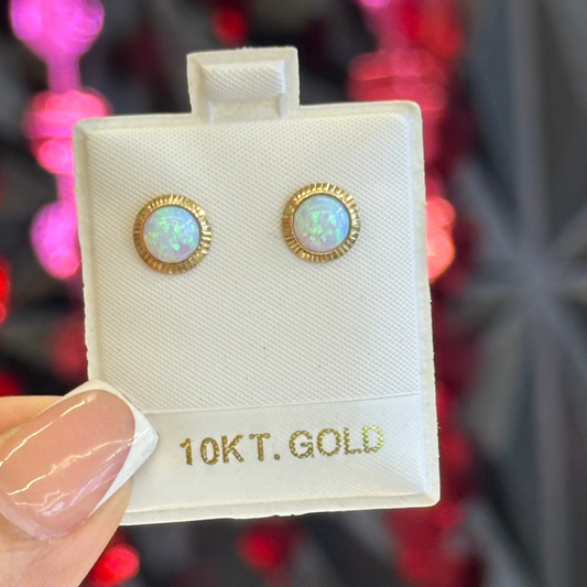 10k Opal gold studs