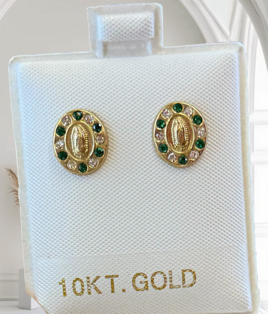 10k Virgin Mary CZ Studs
