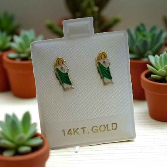 San Judas Enamel Studs 14k
